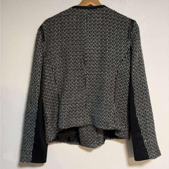 Sandro Tweed Moto Jacket Black & White Size L - Picture 3 of 11
